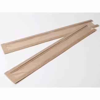 Flutes pose, 40 x 100 x 595 mm, flat bag Papir, brun, pakke a 500 stk palle 50 pakker, palle a 50 ka