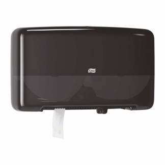 Toiletpapirdispenser ruller, Tork T2 Mini Twin, sort 432mmx146mm x 275mm