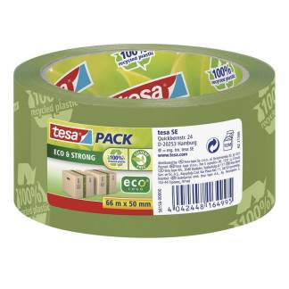 Pakketape, TESA ecoLogo, 50 mm x 66.00 m 57 &micro;m, kernediameter: 76 mm, Rulle, PP Solvent, low noise,