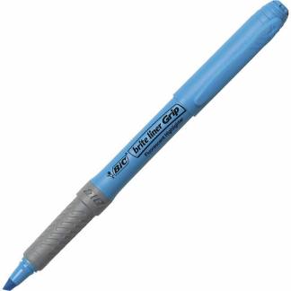 Tekstmarker, Bic Brite liner Grip 1,6-3,3MM, Skr&aring; spids, bl&aring;