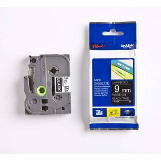 Labeltape, Brother, TZE325, lamineret 9mmx8.00m hvid/sort