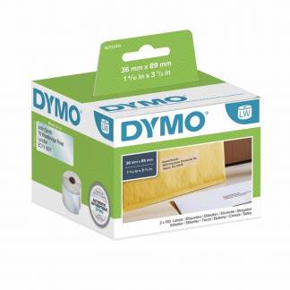Adresseetiketter, Dymo 36x89mm transparent, rulle a 260 etiketter