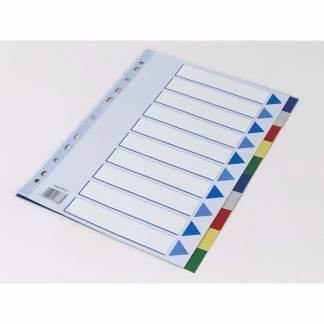 Faneblad, Q-Line, A4,210x297mm, 10-delt assorteret kasse a 20 s&aelig;t