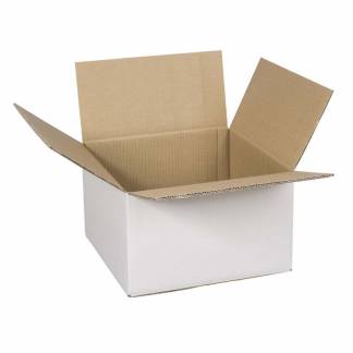 B&oslash;lgepapkasse, indre dim: 380 x 380 x 230 mm, 2-lags,BC-flute, 7.000 mm FEFCO 0201, hvid/brun, bundt