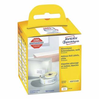 Adresseetiketter, Avery, AS0722400 Permanent 36x89mm hvid, FSC Mix Credit