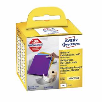 Universeletiket, Avery, ASS0722540 57x32mm hvid, rulle a 500 etiketter