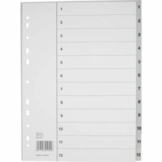 Register, Bantex, A4,210x297mm, 1-12 gr&aring; s&aelig;t med 1 stk.