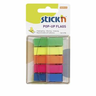 Indexfaner, BNT Stick&acute;n, 5 farver,45 x12mm, assorteret pakke a 200 stk