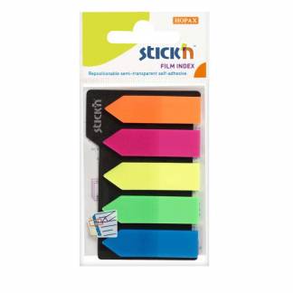 Indexfaner, BNT Stick&acute;n, 5 farver,45 x12mm, assorteret pakke a 125 stk