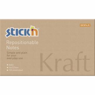 Notes, BNT Stick&acute;n, Kraft Blok, brun 127x76mm