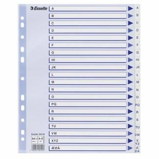 Register, Esselte, MAXI, A4,210x297mm A-&Aring;, hvid Pakke med 10 s&aelig;t
