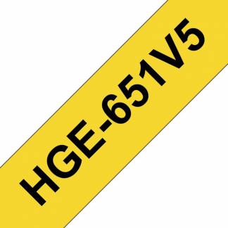 Labeltape, Brother, HGE651V5, 24mmx8.00m sort/gul