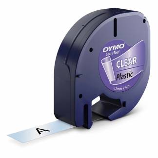 Labeltape, Dymo LetraTag, plasttape 12mmx4.00m transparent