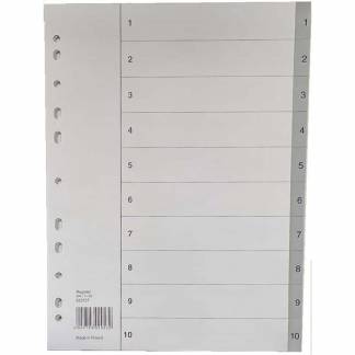 Register, Esselte, A4,210x297mm, 1-10 gr&aring; Pakke med 10 s&aelig;t