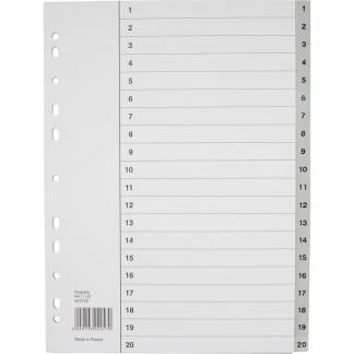 Register, Esselte, A4,210x297mm, 1-20 gr&aring; Pakke med 10 s&aelig;t