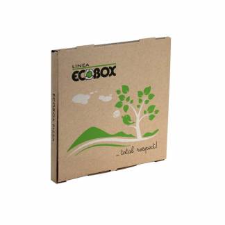 Pizza&aelig;ske, Ecobox,290x290x30mm B&oslash;lgepap, brun, Flourfri pakke a 100 stk F&oslash;devaregodkendt