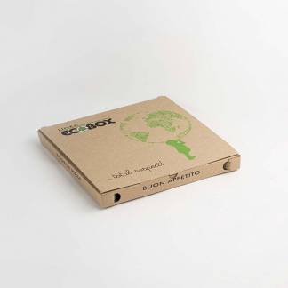 Pizza&aelig;ske, Ecobox,320x320x30mm B&oslash;lgepap, brun, Flourfri pakke a 100 stk F&oslash;devaregodkendt