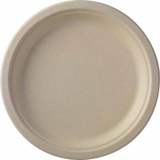 Tallerken middag, Rund indvendig diameter 220.0 mm, biobaseret brun, Bagasse, pakke a 50 stk F&oslash;devar