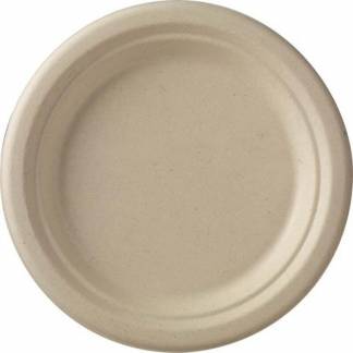 Tallerken frokost, Rund indvendig diameter 260.0 mm, biobaseret brun, Bagasse, pakke a 50 stk kasse