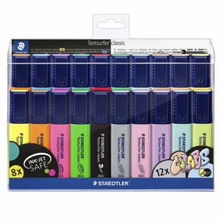 Tekstmarker, Staedtler Textsurfer 364 WP20, 1-5MM, Skr&aring; spids, assorteret s&aelig;t af 20 stk