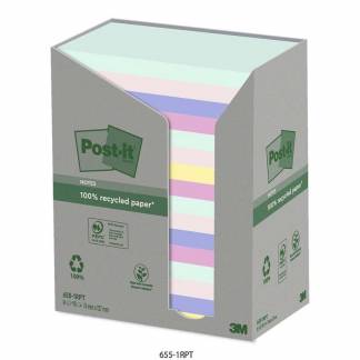 Post-it, Post-it, Recycled, assorteret 127x76mm, pakke a 16 stk