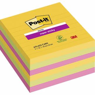 Notes, Post-it, Super sticky, assorteret 101x101mm, pakke a 6 stk