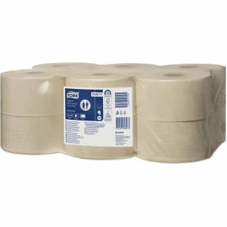 Toiletpapir Jumbo, Tork, Natur Jumbo mini T2, 2 lag, natur x 170.00m kasse a 12 ruller, FSC Recycled
