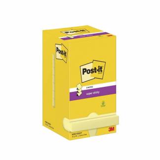Notes, Post-it, Super sticky, gul, 76 x76mm, pakke a 12 stk 100% PEFC Certified