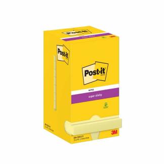 Notes, Post-it, Super sticky, gul, 76 x76mm, pakke a 12 stk 100% PEFC Certified