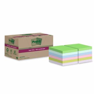 Notes, Post-it, Recycle, assorteret, 48 x48mm, pakke a 12 stk 100% PEFC Certified