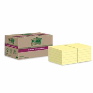 Notes, Post-it, Recycle, gul, 48x48mm pakke a 12 stk, 100% PEFC Certified