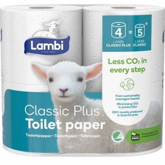 Toiletpapir, Lambi, 3 lag, hvid x 25.50m kasse a 28 ruller