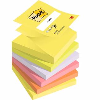 Post-it, Post-it, Z-notes, assorteret 76x76mm, pakke a 6 stk 100 % PEFC Certified