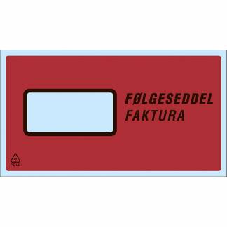 F&oslash;lgeseddellommer, LD, 235 x 130 mm transparent red-black printed Packing list genanvendt LDPE, kart