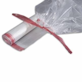 Affaldss&aelig;kke, 50 &micro;m, 700 x 1100 mm genanvendt LDPE, transparent, 100 l med lukkestrop, rulle a 10 po