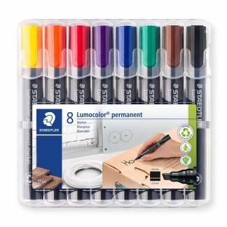 Marker, Staedtler Lumocolor, 2-5MM assorteret, permanent, S&aelig;t med 8 dele