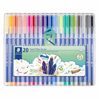 Marker, Staedtler Triplus, 323 SB20, 1MM Spids, assorteret, permanent s&aelig;t af 20 stk