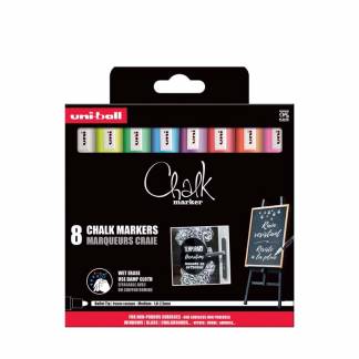 Whiteboardmarker, Uniball Chalk, 5MM assorteret, non-permanent S&aelig;t med 8 dele