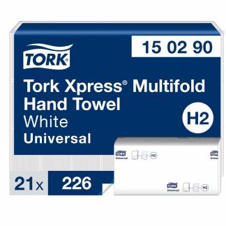 Papirh&aring;ndkl&aelig;der ark, Tork, Universal, H2 hvid 212mmx240mm, kasse a 4700 ark FSC Mix Credit