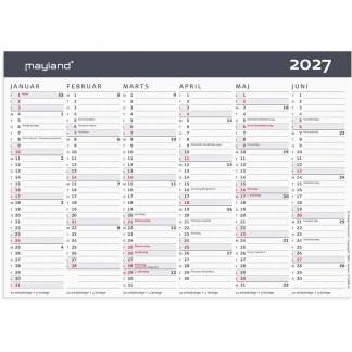 V&aelig;gkalender, Mayland, MODERNE, 209x147mm &aring;r: 2027, Flerfarvet,