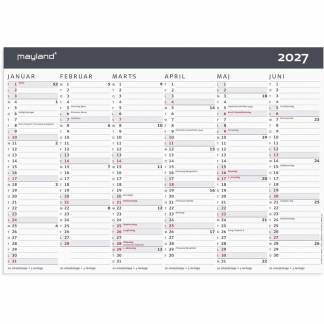 V&aelig;gkalender, Mayland, MODERNE, A4, 297 x210mm &aring;r: 2027, Flerfarvet,