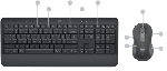 Logitech Signature MK650 Combo for Business S&aelig;t med mus og tastatur Pressestempel Tr&aring;dl&oslash;s US International