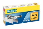 Hæfteklammer galvaniseret 24/6 Rapid strong 1000stk/pak