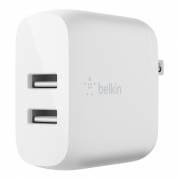 Dual USB-A Wall Charger, 12W X2, WHT