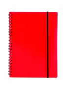 Notesbog A4 plast med spiralryg rød