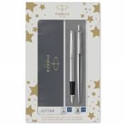 Parker Duosæt Jotter 77% recycled CT kuglepen+fyldepen sølv