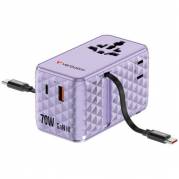VERBATIM 70W 2C Retractable Universal Travel Adapter Purple