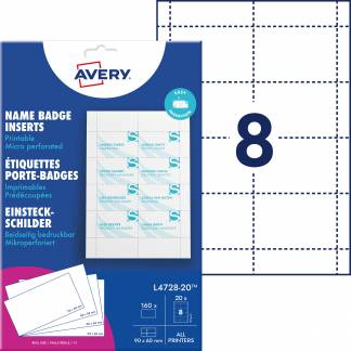 Indstik t/navneskilte printbare 60x90mm (160)