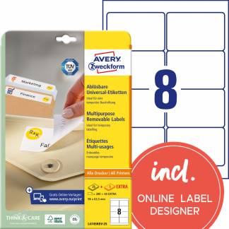 AVERY Aftagelige etiket 96x63,5mm hvid