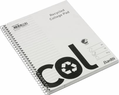 Bantex col collgege pad recycled A5+ ruled